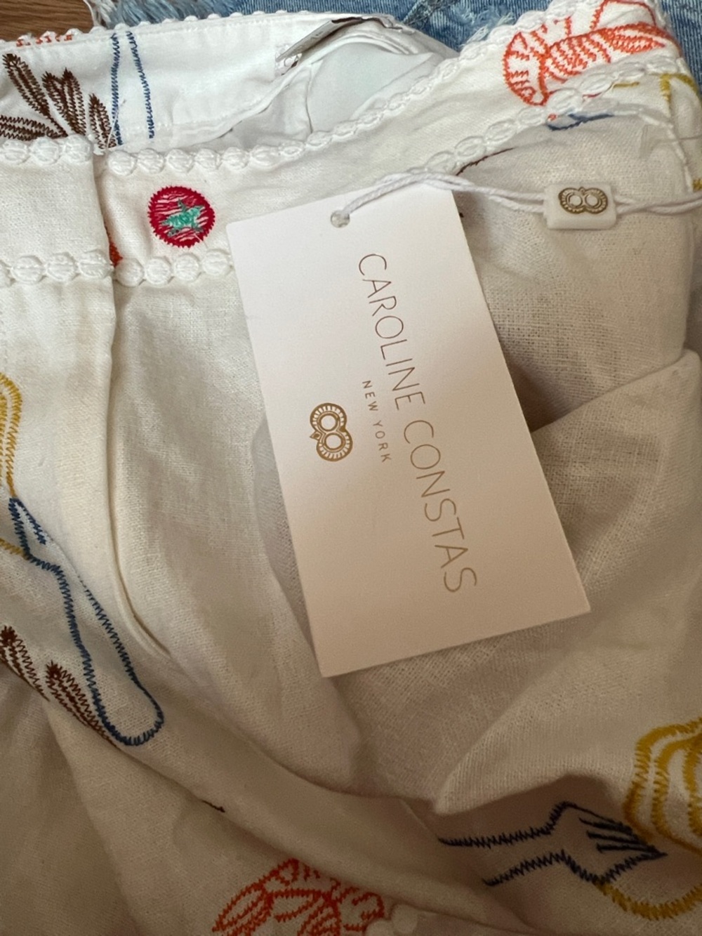 Caroline Constas Linen Blend Embroidered Shorts Size 2 New With Tags - Picture 3 of 3